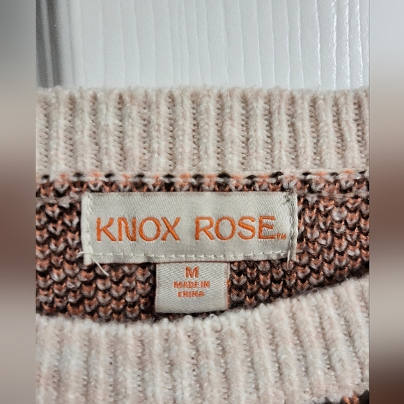 Knox Rose Womens Floral Patterned Cream Brown And Peach Sweater Size M - Picture 4 of 4